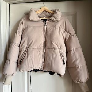 Womens Puffer Jacket in Taupe - Lightweight Warmth